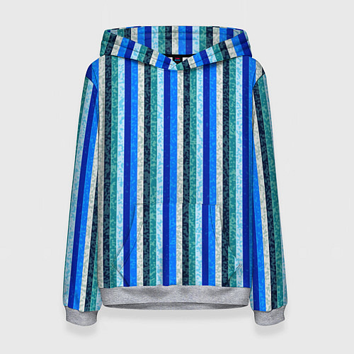 Женская толстовка Сине-бирюзовый полосатый / 3D-Меланж – фото 1