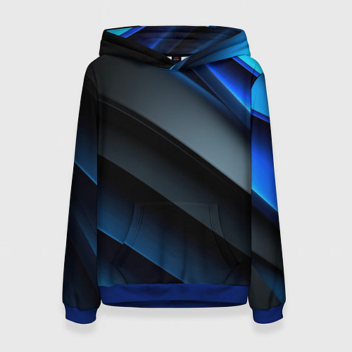 Женская толстовка Темная синяя стильная абстракция на черном фоне / 3D-Синий – фото 1