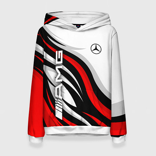 Женская толстовка Mercedes benz AMG - белый с красным / 3D-Белый – фото 1