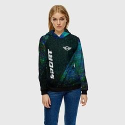 Толстовка-худи женская Mini sport glitch blue, цвет: 3D-черный — фото 2