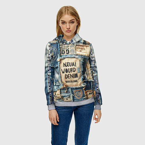 Женская толстовка I love Barcelona - пэчворк / 3D-Меланж – фото 3