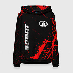 Толстовка-худи женская Great Wall red sport tires, цвет: 3D-черный