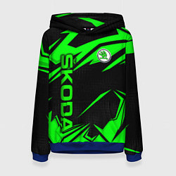 Толстовка-худи женская Skoda - green uniform, цвет: 3D-синий