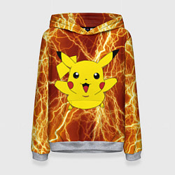 Толстовка-худи женская Pikachu yellow lightning, цвет: 3D-меланж