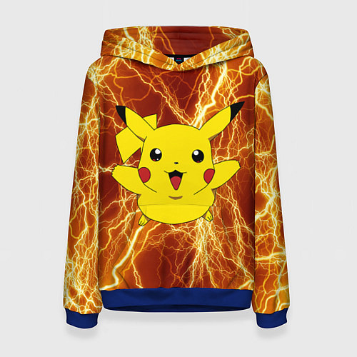 Женская толстовка Pikachu yellow lightning / 3D-Синий – фото 1