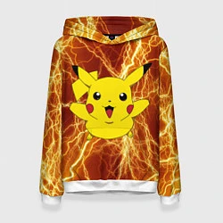 Толстовка-худи женская Pikachu yellow lightning, цвет: 3D-белый