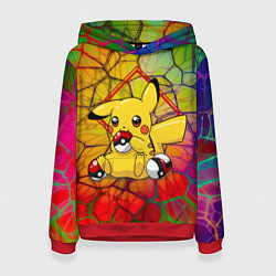 Толстовка-худи женская Pikachu pokeballs, цвет: 3D-красный