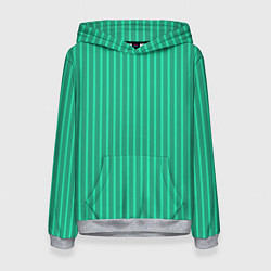 Толстовка-худи женская Зелёный Крайола полосатый, цвет: 3D-меланж