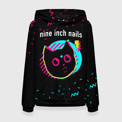 Женская толстовка Nine Inch Nails - rock star cat / 3D-Черный – фото 1