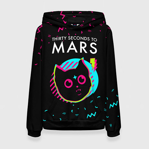 Женская толстовка Thirty Seconds to Mars - rock star cat / 3D-Черный – фото 1