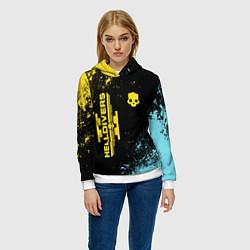 Толстовка-худи женская Helldivers 2: Skull Logo, цвет: 3D-белый — фото 2