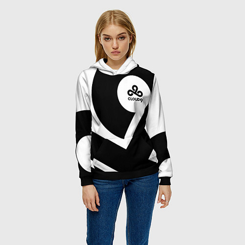 Женская толстовка Cloud9 - black and white / 3D-Черный – фото 3
