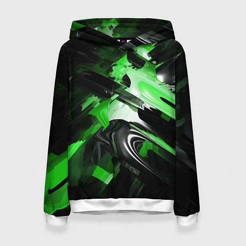 Женская толстовка Green dark abstract geometry style / 3D-Белый – фото 1