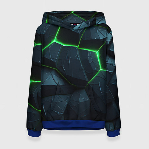 Женская толстовка Abstract dark green geometry style / 3D-Синий – фото 1