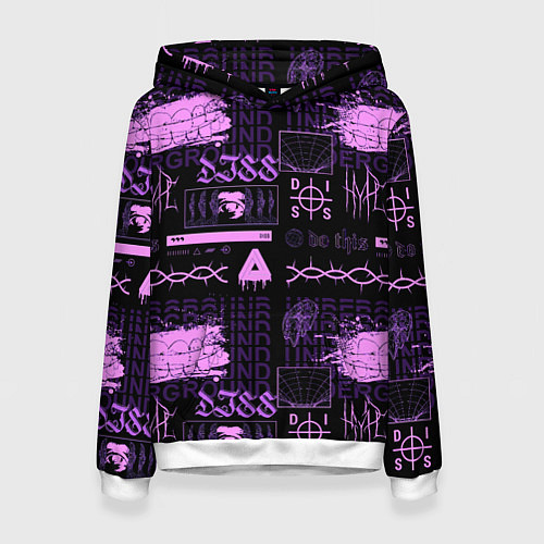 Женская толстовка Underground pattern color / 3D-Белый – фото 1