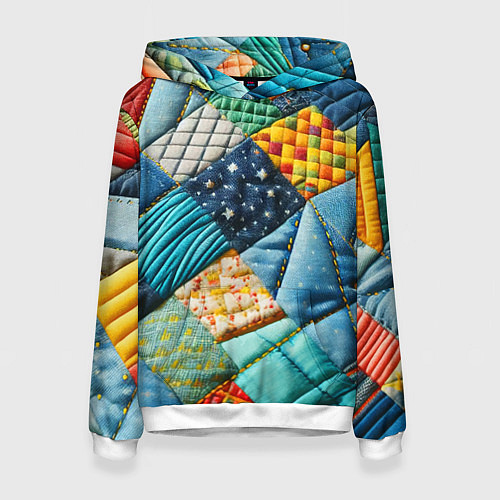 Женская толстовка Лоскутное одеяло - пэчворк / 3D-Белый – фото 1