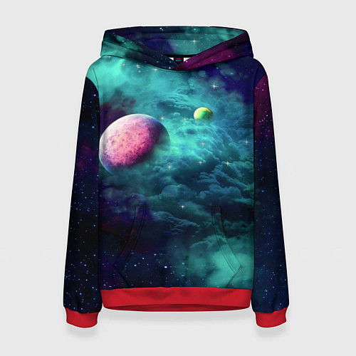 Женская толстовка Green outer space / 3D-Красный – фото 1