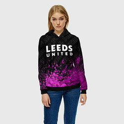 Толстовка-худи женская Leeds United pro football посередине, цвет: 3D-черный — фото 2