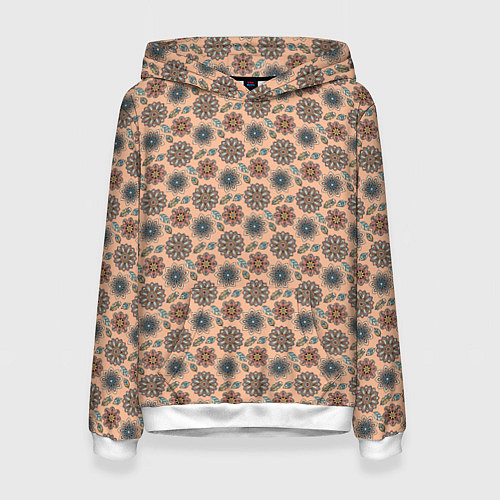 Женская толстовка Цветочный узор в стиле бохо / 3D-Белый – фото 1