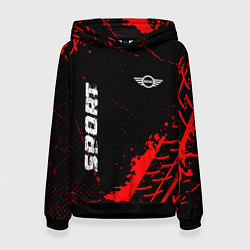 Толстовка-худи женская Mini red sport tires, цвет: 3D-черный