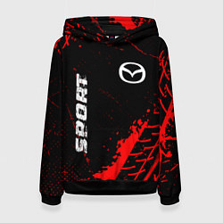 Толстовка-худи женская Mazda red sport tires, цвет: 3D-черный