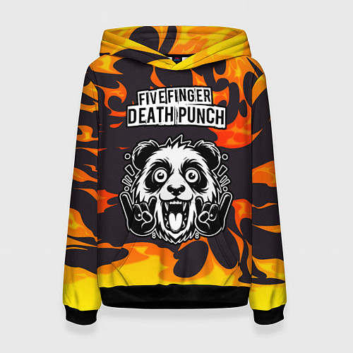Женская толстовка Five Finger Death Punch рок панда и огонь / 3D-Черный – фото 1