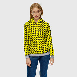Толстовка-худи женская Жёлтые лепестки шестиугольники, цвет: 3D-меланж — фото 2