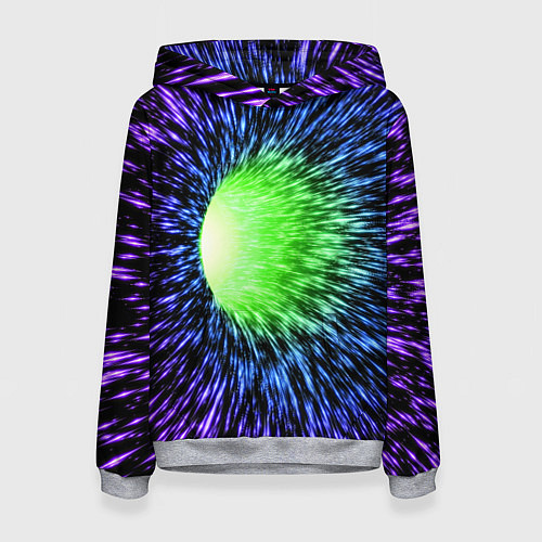 Женская толстовка Червоточина - градиентные лучи со свечением / 3D-Меланж – фото 1