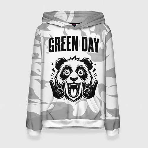 Женская толстовка Green Day рок панда на светлом фоне / 3D-Белый – фото 1