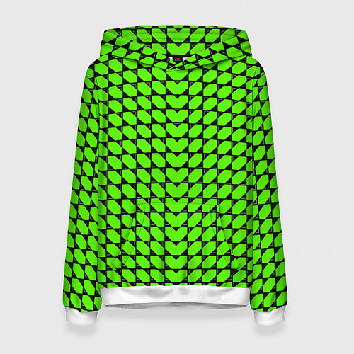 Женская толстовка Зелёные лепестки шестиугольники / 3D-Белый – фото 1