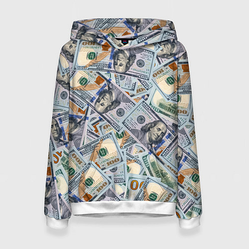 Женская толстовка Банкноты сто долларов / 3D-Белый – фото 1