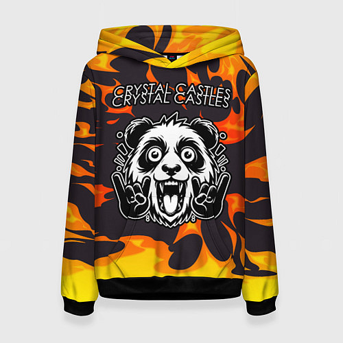 Женская толстовка Crystal Castles рок панда и огонь / 3D-Черный – фото 1