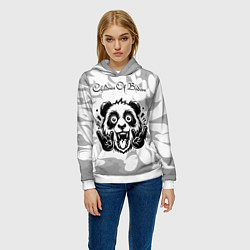 Толстовка-худи женская Children of Bodom рок панда на светлом фоне, цвет: 3D-белый — фото 2