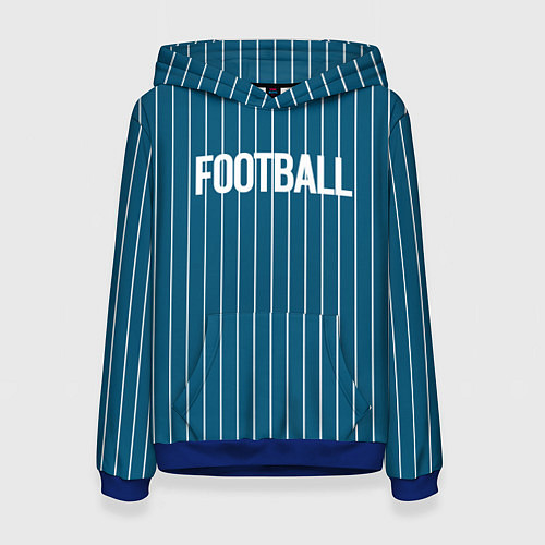 Женская толстовка Синий с белым полосатый узор с надписью футбол / 3D-Синий – фото 1