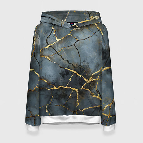 Женская толстовка Золотые линии на серо-голубом фоне / 3D-Белый – фото 1
