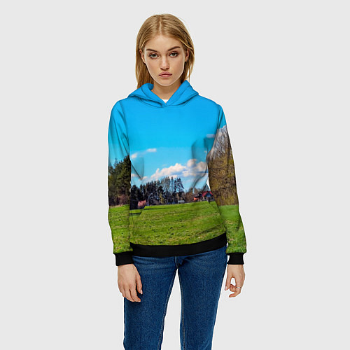 Женская толстовка Пригородный пейзаж / 3D-Черный – фото 3