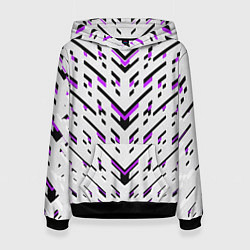 Толстовка-худи женская Black and purple stripes on a white background, цвет: 3D-черный