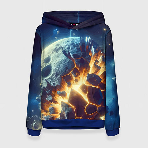 Женская толстовка Взрыв планеты - космос от нейросети / 3D-Синий – фото 1