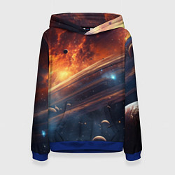 Толстовка-худи женская Млечный путь космос, цвет: 3D-синий