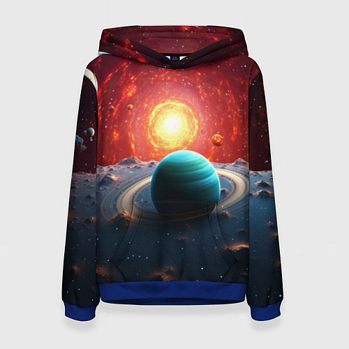 Женская толстовка Космос и разные планеты / 3D-Синий – фото 1