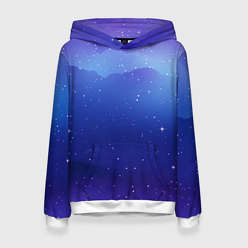 Женская толстовка Синий космос и звезды / 3D-Белый – фото 1