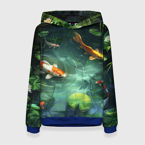 Женская толстовка Рыбки Кои плавают в пруду / 3D-Синий – фото 1