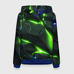 Толстовка-худи женская Яркий неоновый свет из разлома плит, цвет: 3D-синий