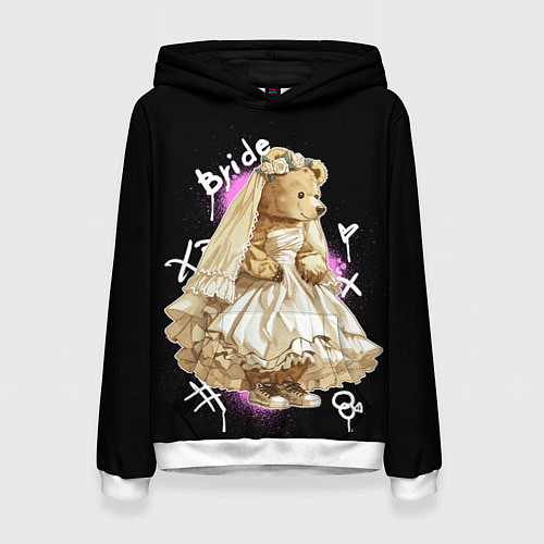 Женская толстовка Невеста - медведь / 3D-Белый – фото 1