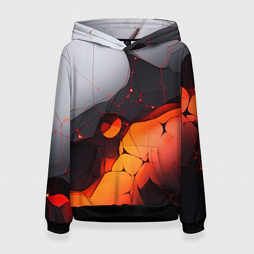 Женская толстовка Объемная плита с красной лавой иллюстрация / 3D-Черный – фото 1