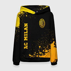 Толстовка-худи женская AC Milan - gold gradient вертикально, цвет: 3D-черный