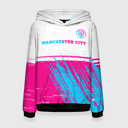 Женская толстовка Manchester City neon gradient style посередине / 3D-Черный – фото 1
