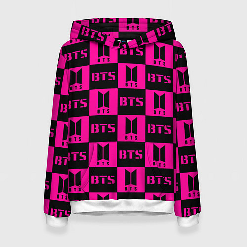 Женская толстовка BTS pattern pink logo / 3D-Белый – фото 1