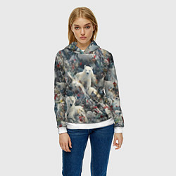 Толстовка-худи женская Найди всех медвежат - паттерн, цвет: 3D-белый — фото 2