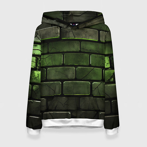 Женская толстовка Зеленые неоновые кирпичи / 3D-Белый – фото 1